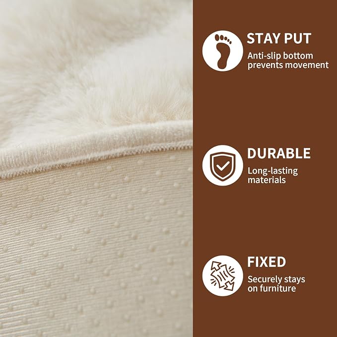 Dog Couch Bed for Dogs & Cats (29.5"x29.5"), Washable Plush Dog Bed for Couch with Bolster, Non-Slip Bottom, Furniture Protector for Sofa, Bed & Car Seat
