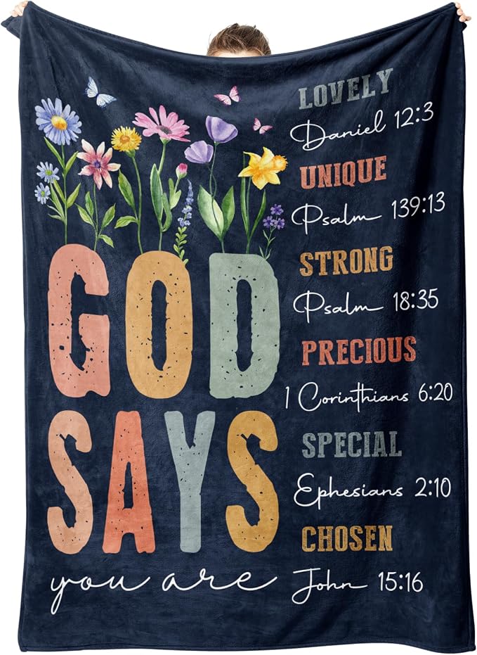 Gifts for Women - Christian Inspirational Floral Blanket | Religious Birthday Gift for Women, Blanket for Mom, Sisters, and Friends, Baptism & Confirmation, Spiritual Gift 80"X 60"