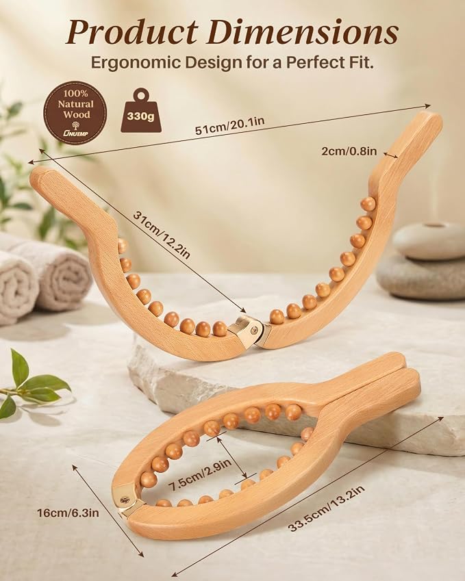ONUEMP Wooden Cellulite Cellulite Massage Tool for Legs, Wood Therapy Maderoterapia Kit Colombiana for Lymphatic Drainage, Body Sculpting, Skin Tightening, Fascia Massage Muscle Roller