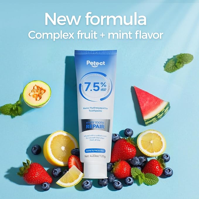 PETECT Hydroxyapatite Toothpaste, ICY Melon Mint, Enamel Protection Formula, Tooth Strengthening, Fresh Breath, Daily Use for Oral Health 4.23 OZ