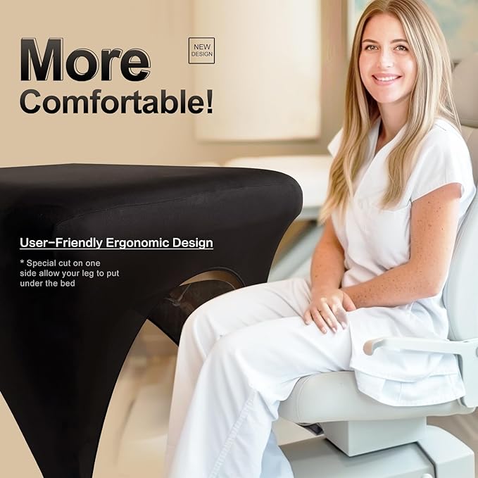 Spa Bed Cover Professional Lash Bed Cover Stretchy Massage Table Cover Beauty Bed Protective Topper, Excellent for Lash Extension, Spa, Massage, Beauty Salon, Wax, Tattoo Bed and Table (Black)