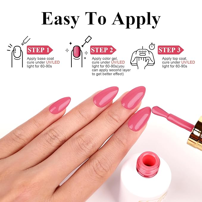 Imtiti Coral Pink Gel Polish, 0.5 Fl Oz Soak Off LED UV Nail Gel Kit for DIY Nail Art Manicure Salon