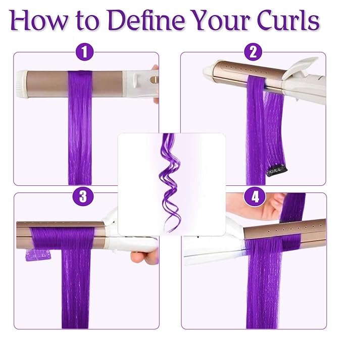 Mysense Cosplay Makeup Set with 6 PCS Purple Hair Extensions, 22-Inch Clip-ins, Purple and Hot Pink Eyeliner, Temporary Tattoo Markers, Rave Accessories for Music Festivals, Stage&Costume Parties