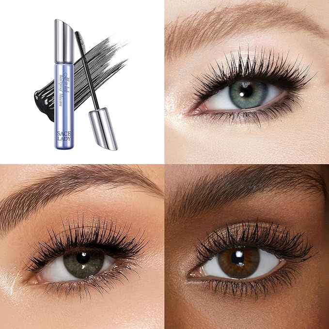SACE LADY Waterproof Mascara, All-in-Lash Mascara Volume and Length Eyelashes, Smudge-proof and Sweat-proof, Long Lasting Curl, Natrual Black Eye Makeup Valentine‘s Day Gift for Women