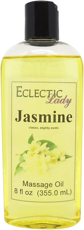 Jasmine Massage Oil, 8 oz, With Sweet Almond Oil and Jojoba Oil