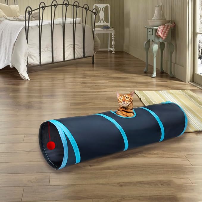 Cat Tunnel Tube Toys，Tunnels for Indoor Cats, 2 Way Foldable