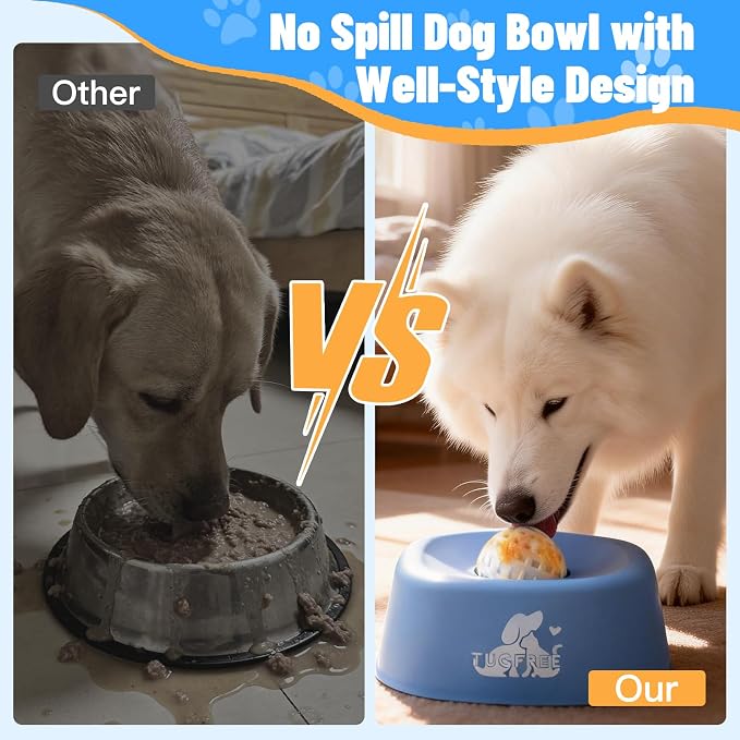 TUGFREE Slow Feeder Dog Bowls, Lick Sphere Puzzle Feeder for Liquid Treats, Non-Spill Puppy Lick Bowl for Bone Broth & Yogurt, Interactive Slow Eating Toy for Anxiety Relief, Boredom and Post-Op Care