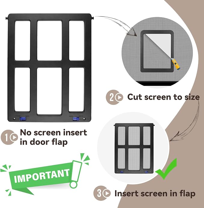 Dog Door for Sliding Screen Door, Large Dog Door Automatic Magnetic Lockable Door- Inner 12"×15.5" Black