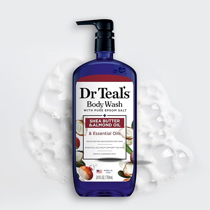 Dr Teal's Body Wash with Pure Epsom Salt, with Shea Butter & Almond Oil, 24 fl oz (Pack of 4)