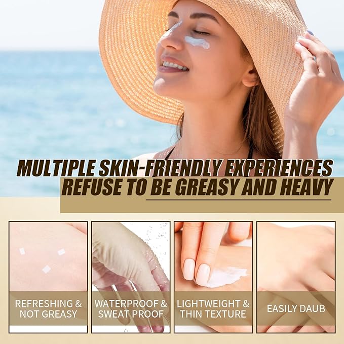2 Pcs Relief Organic Korean Sunscreen SPF50+, Rice and Probiotics SPF50+ PA++++ Face Skin Care Sunscreen for All Skin Type and UV Defense.