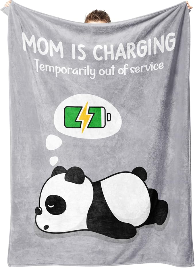 Craftique Mom Birthday Gifts, Funny Gifts for Mom- Mom's Charging Blanket | Mom Gifts for Women from Daughter Son Husband, Super Soft Blanket Throw for Napping Travel, 80”×60”