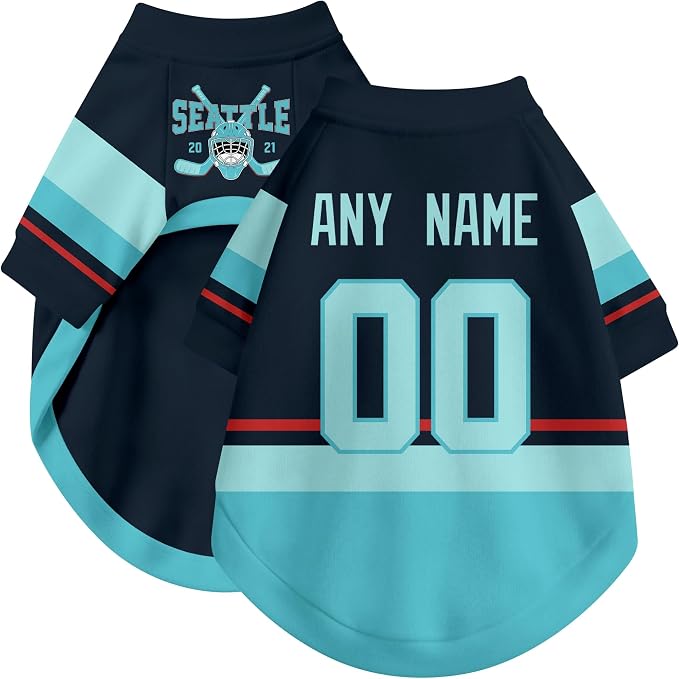 Seattle Dog Clothes Personalized Pet T Shirt for Dogs Gift | Custom Name Number Jersey Style Pet Shirt for Dog
