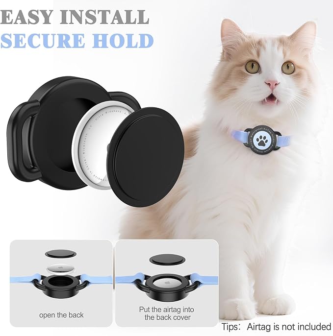 Airtag Cat Collar, Stretchy Kitten Collar with Apple Air Tag Holder, Blue