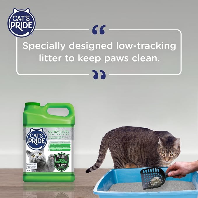 Cat's Pride Max Power: UltraClean Low Tracking Multi-Cat Clumping Litter - Keeps Paws & Home Clean - Up to 10 Days of Powerful Odor Control - 99% Dust Free - Unscented,15 Pounds,(Pack of 2)