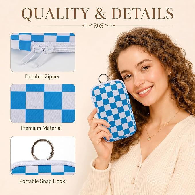 QCWN 2 Pack Tampon Holder and Period Bag for Purse Waterproof Neoprene Feminine Products Pouch Discreet Tampon Organizer Bag with D Ring Clip for Teen Girls and Women Travel