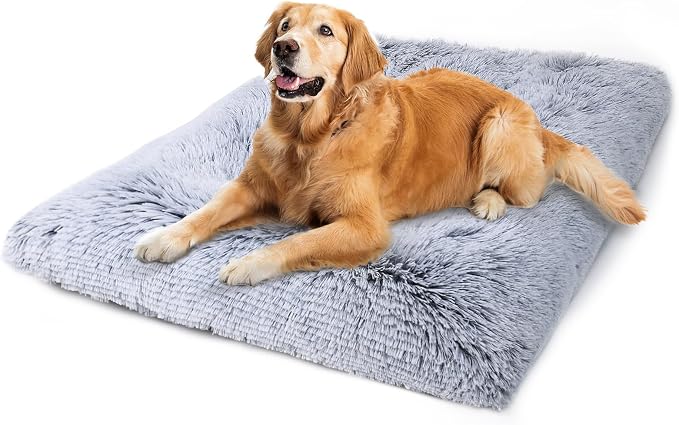 Dog Bed, Extra Large, Plush Soft Pet Beds for XL Dogs, Crate Pad, Washable, 41L x 27W x 2H Inches, 100 lbs Capacity, Grey | Machine washable, Anti-Slip Bottom, Kennel Pad 41*27", Ultra Soft Cozy, Easy to Care