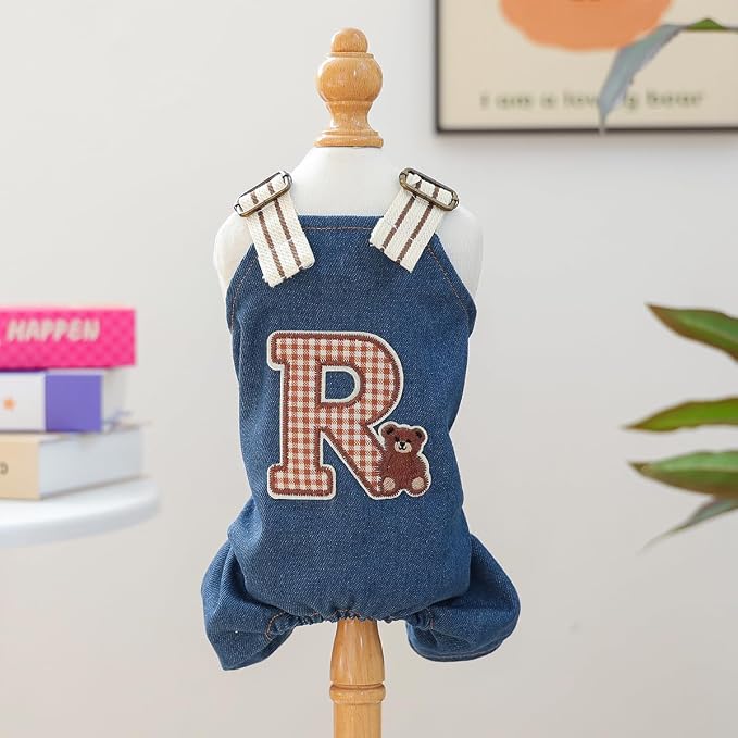 Dog Stylish Overalls Comfortable Puppy One Piece Outfits Summer Bib Overalls for Small Dogs Cute Pet Jumpsuit Onesie Chihuahua Yorkies Birthday Holiday Clothes Costume