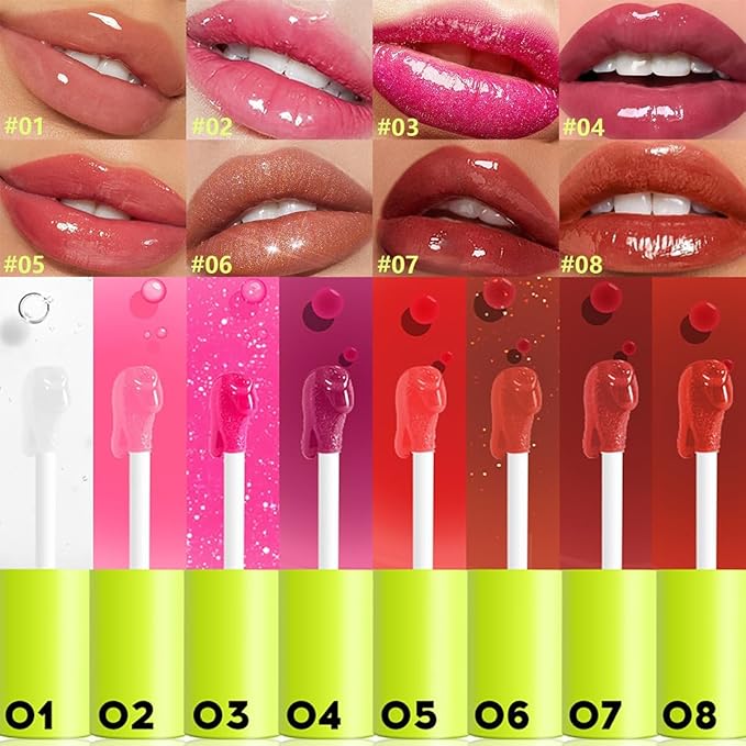 Hydrating Lip Oil, Big Brush Head Lip Glaze Shiny Transparent Lip Glow Oil, Nourishing & Non-sticky Long Lasting Fresh Clear Smooth Lip Care Plumping Lip Oil (# 04)