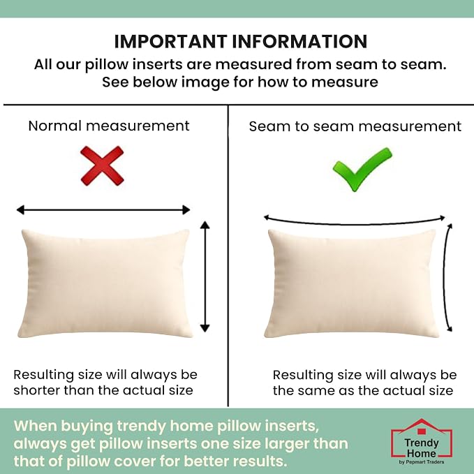 Trendy Home 12x20 100% Natural Cotton Throw Pillow Insert(Set of 2), Bed and Couch Pillows Stuffer Hypoallergenic, Decorative Home Outdoor Sofa Pillow Filler (Cotton, 2 Pack)