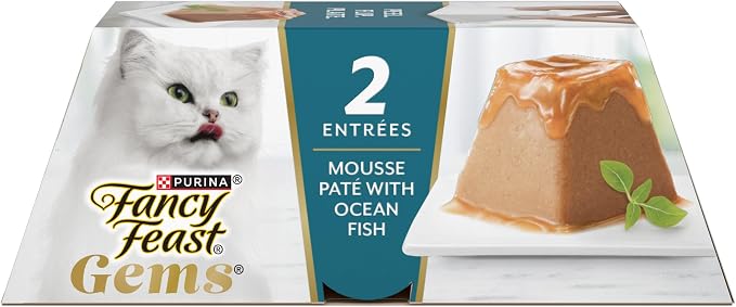 Purina Fancy Feast Gems Pate Mousse with Gravy Wet Cat Food with Ocean Fish - 4 oz. (Pack of 8)