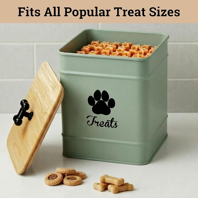 Dog Treat Container Airtight, 6"W x 8"H, Powder Coated, 12 Cup Capacity