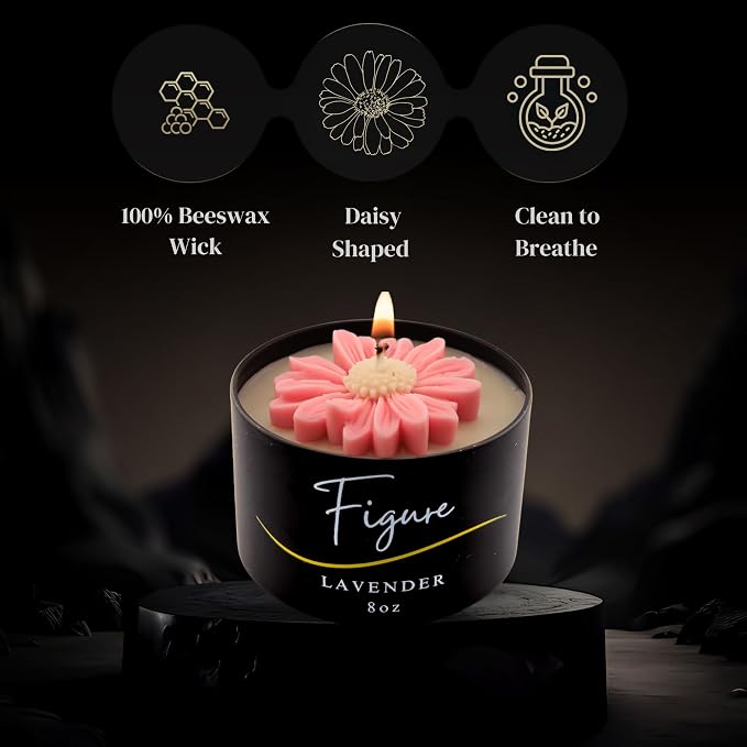 Pink Daisy Scented Candle – Lavender Aromatherapy | Hand-Poured in USA | All Natural for Women & Men | Organic Soy & Beeswax Blend | 100% Beeswax Wick | Gift-Ready Candle for Relaxation