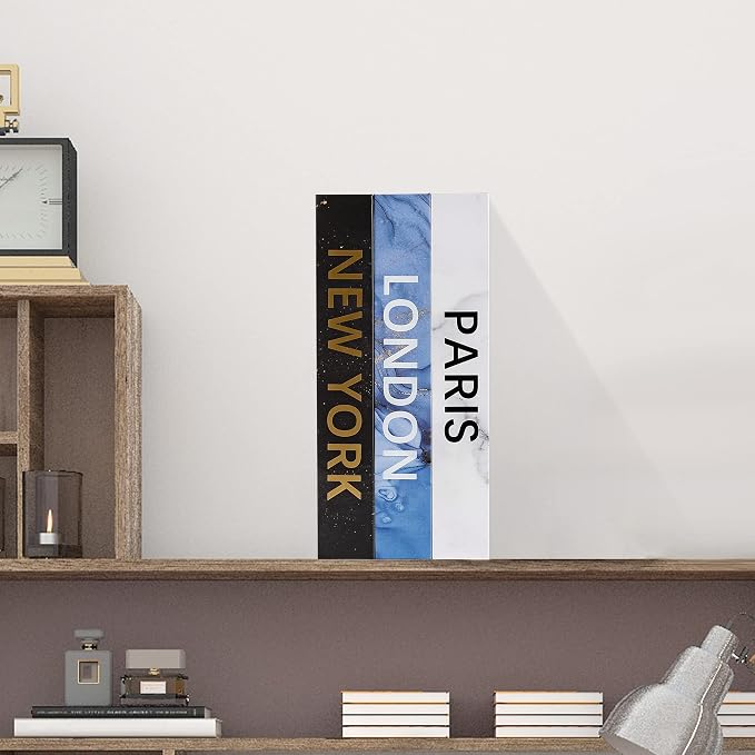 Home Decorative Books: Faux Book for Decoration Storage Box for Coffee Table Decor Book, Set of 3 Stacked Books for Bookshelf Décor