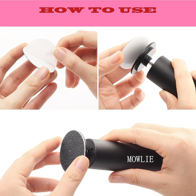 MOWLIE 60pcs Replaceable Sandpaper Refill Discs for Electric Foot File Callus Remover Hard Dry Dead Skin Removal (pink10)