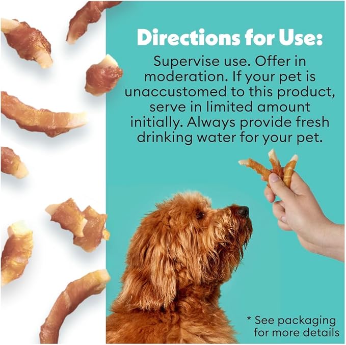 Wiggles & Wags Twists Dog Treats, Chicken and Coconut Flavor, 10 oz, with DN Essentials Bone-Shaped Waste Bag Dispenser & Roll