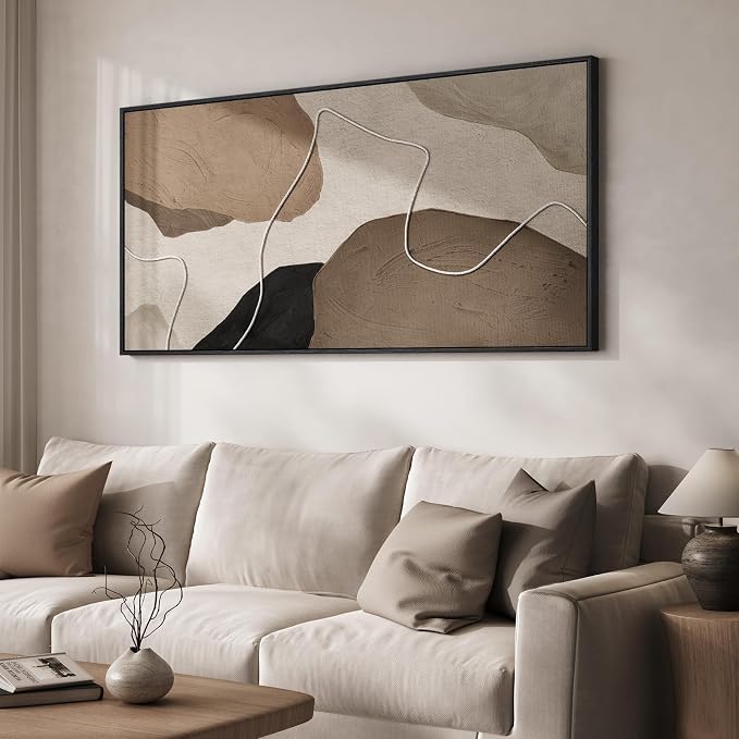 Extra Large Neutral Brown Beige Abstract Wall Art for Living Room, 30x60 In | Brown beige pictures, Horizontal canvas prints, Rope accent, Modern minimalist artwork, Wall decor for bedroom dining room