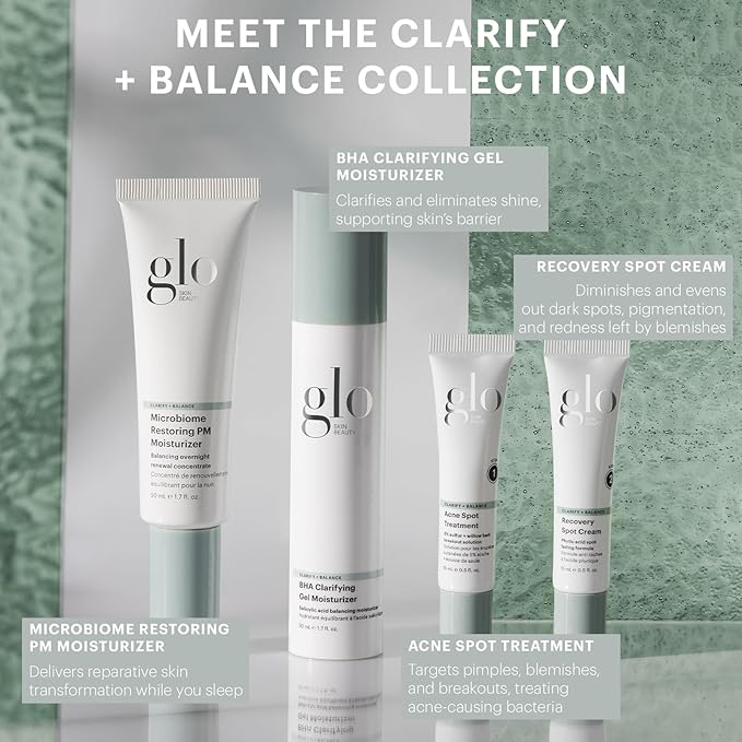 Glo Skin Beauty Clear Skin Hydration Duo Travel Size Skincare Set Includes BHA Clarifying Gel Moisturizer + Microbiome Restoring PM Moisturizer – For Clear Skin On The Go