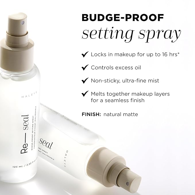 Re-seal Setting Spray - 16-Hour All-Day Hold - Prebiotics & Antioxidants - Oil-Control Hydrating Setting Spray - Ultra-Fine Mist for Natural Finish - Lightweight, Non-Sticky Formula by Haleys
