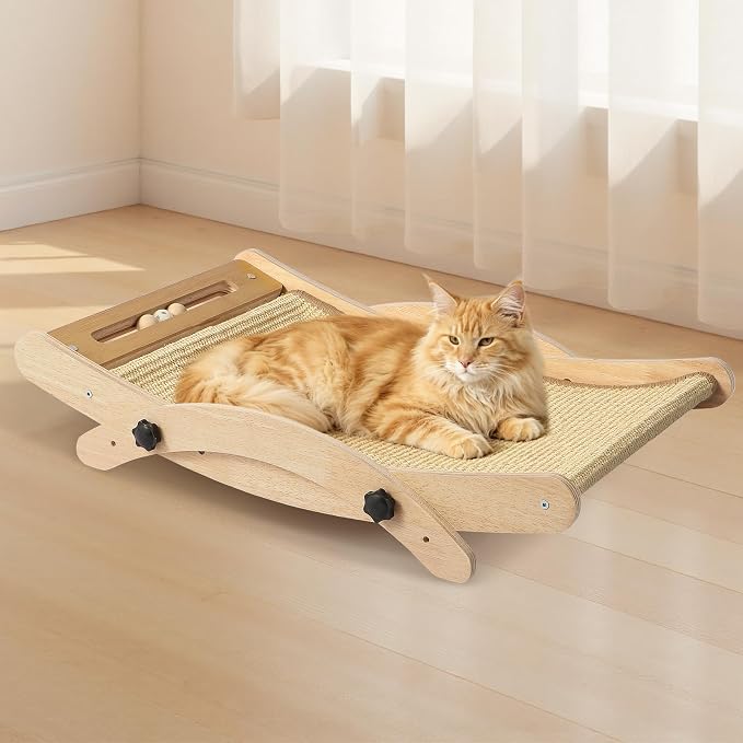 Cat Scratcher Bed, 19 in Large Natural Sisal Cat Scratching Board, Large Scratch Pad for Indoor Cats, Cozy Cat Furniture Lounge