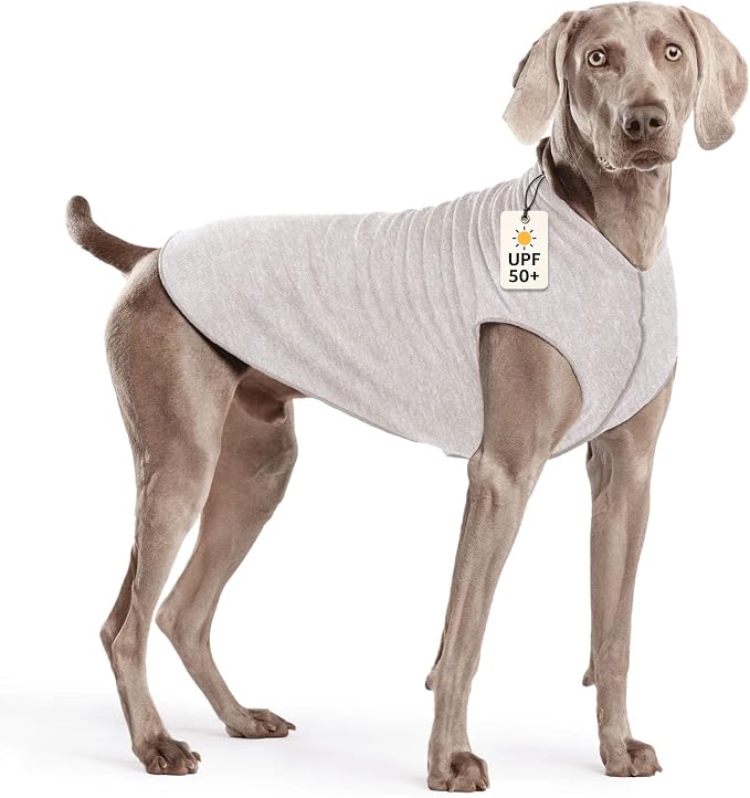Goldpaw Dog Sun Shirt with UV Protection - Lightweight, Cooling Sun Protection Clothing for Dogs - Reduce Heat Absorption - Pet Clothes Made in the USA - Machine Washable - Size 22 - Pebble Grey