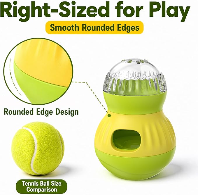 Dog & Cat Treat Dispenser Wobble Ball, Green-Yellow