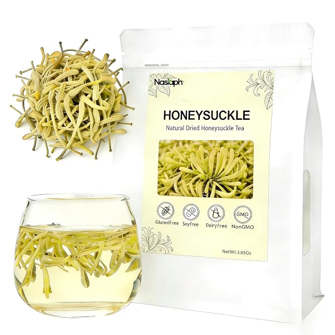 NASLAPH Dried Honeysuckle Herbal Tea Honeysuckle Buds, 3.88Oz/110g Natural Honeysuckle Jin Yin Hua Tea with Delicate Floral Aroma, Naturally Sweet Taste