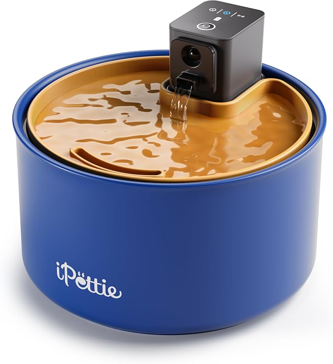 iPettie Ceramic Cat Water Fountain, 3.5L/118oz, Cordless & 3 Water Modes | Rechargeable 3000mAh Battery, BPA-Free Ceramic & ABS, Auto Low Water & Battery Alerts, Ultra-Quiet Pet Water Dispenser