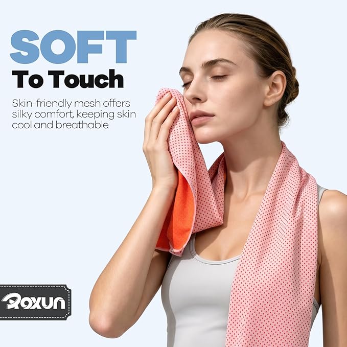 ROXUN 4 Pack Cooling Towels, 40''x12'' Soft Breathable Chilly Neck Ice Rags | Workout Running Golf 4 Black
