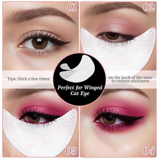 100 Pcs Eyeshadow Shield, Lint Free Eye Patches for Lash Extensions, 3.35" X 1.97" Eyeshadow Tape Eye Shadow Stencil, White Eyeshadow Stickers Prevent Makeup Residue for Eyeliner & Makeup