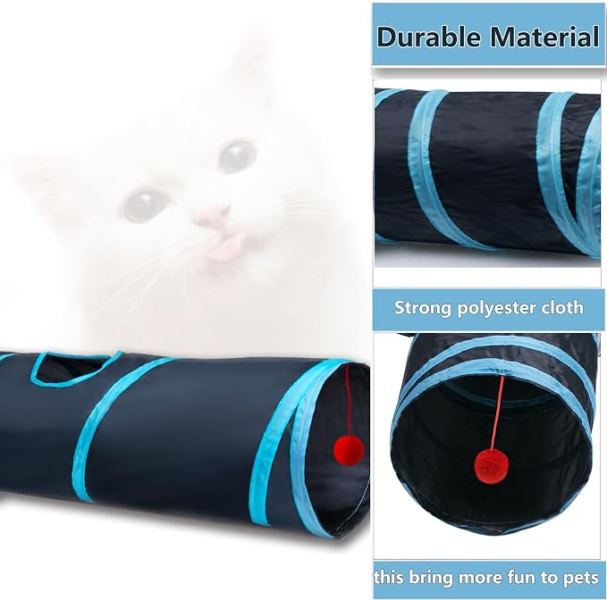 Cat Tunnel Tube Toys，Tunnels for Indoor Cats, 2 Way Foldable