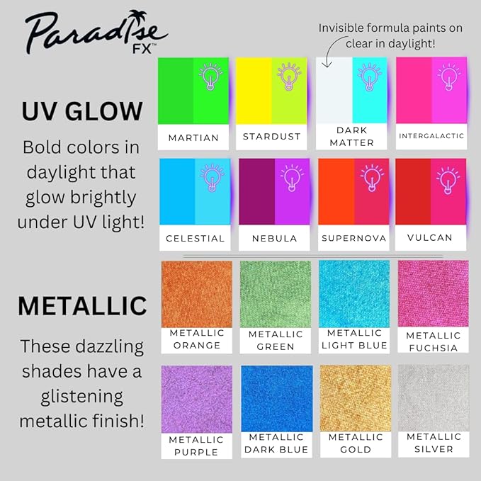 Mehron Paradise FX Metallics – Metallic Green 1.4 oz | Professional Water Activated Shimmering Metallic Paint for Raves, Costumes, Special Effects, Halloween, Stage, Screen, Theater & Cosplay FX