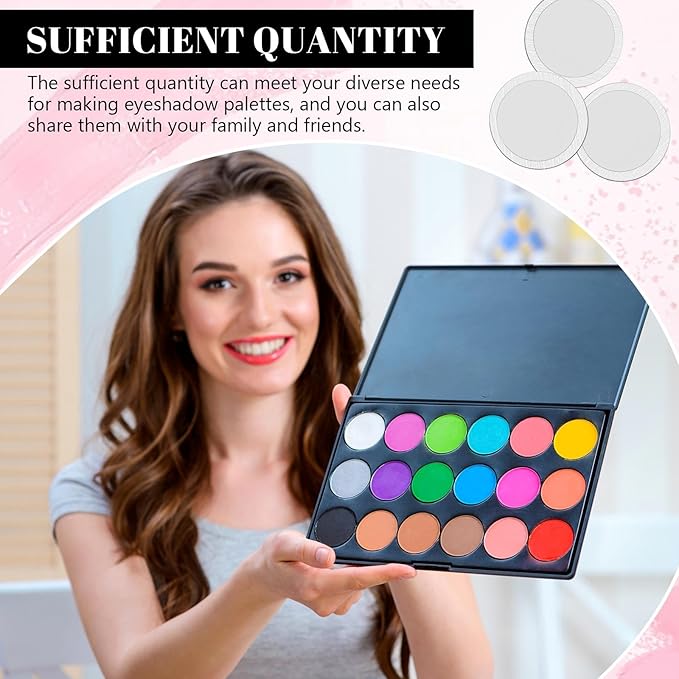 Sumind 101 Pack Metal Stickers for Eyeshadow Palette Set, Includes 1 Makeup Depotting Tool, Adhesive Empty Metal Makeup Colorful Palette Stickers (100 Pcs Round)
