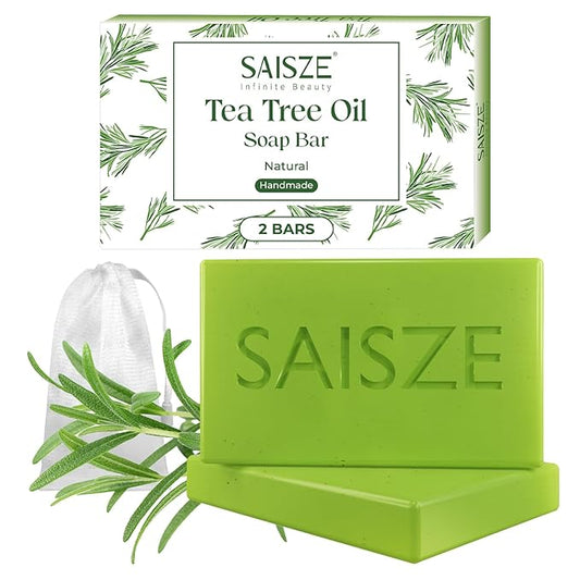 Tea Tree Soap, Handmade Soap Bar for Face and Body, Cold Process, Soothing Hydrating Body Wash for Clear Healthy Skin 8 Ounce