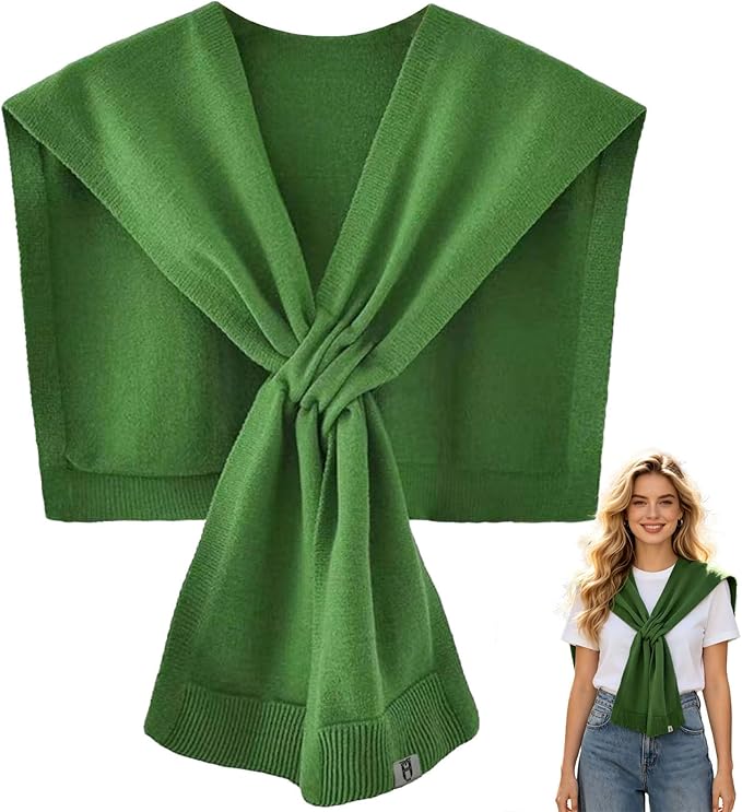 huablo Women's Fashion Knitted Shawl - Khaki Sweater Shawl for Air-Conditioned Rooms
