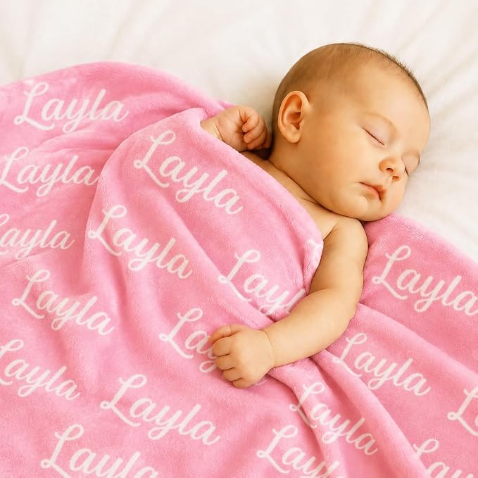 Custom Blankets with Name for Girls Boys Baby Shower Blanket Gifts,Personalized Ultra Soft Cozy Fleece Name Blankets for Kids Teen Girls Grandkids Christmas Stuffers Gifts