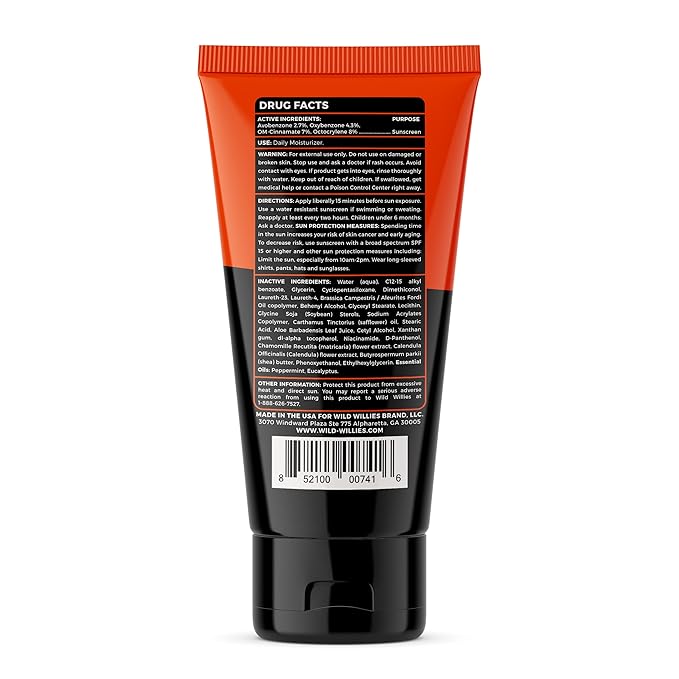 Wild Willies Men's Daily Facial Moisturizer SPF 30 - Antioxidant & Essential Oil Formulated Face Moisturizer for Men - Lightweight Face Lotion for Dry or Oily Skin - Men's Skin Care (Pack of 2)