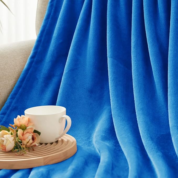 Exclusivo Mezcla Soft Fleece Blanket Twin Size for Bed, Cobalt Blue | 60x80 Inches, Double-Sided Brushed Flannel, Lightweight Plush Cozy Blanket for Home Decor, All Season, Machine Washable