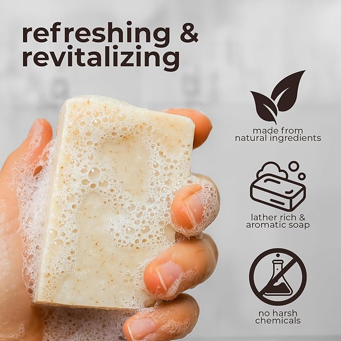 All Natural Bar Soap Bundle - Moisturizing 3 Pack Gift Set - Charcoal Me Later, Thieves Please & A Happy Little Tree Exfoliating Soap (4.5 oz each, 3 pack)