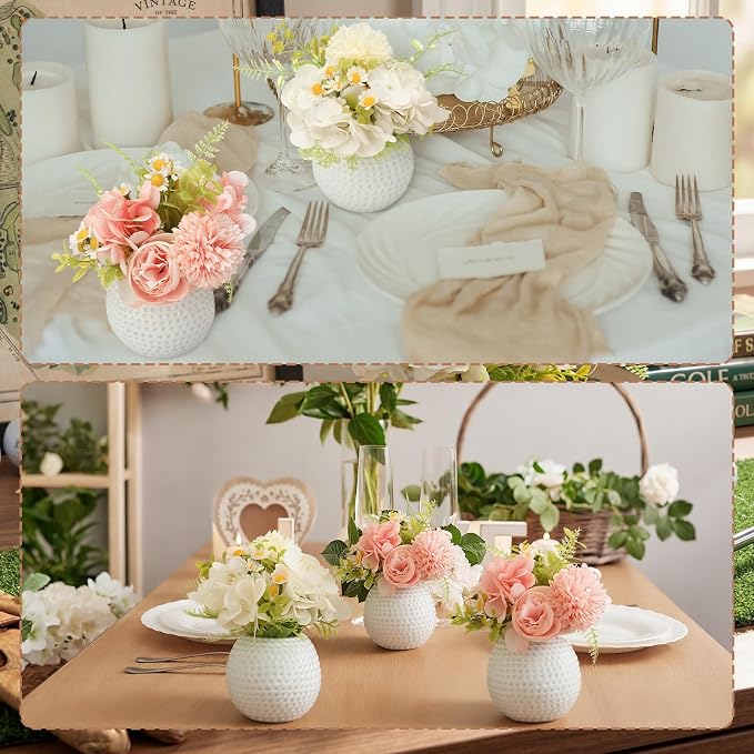 6 Pcs Golf Vase for Table Centerpieces 4 Inch Small Resin Pots Spring Planters Flower Pot Containers White Flower Containers Decorative Planter for Golf Sport Birthday Events Party Decor