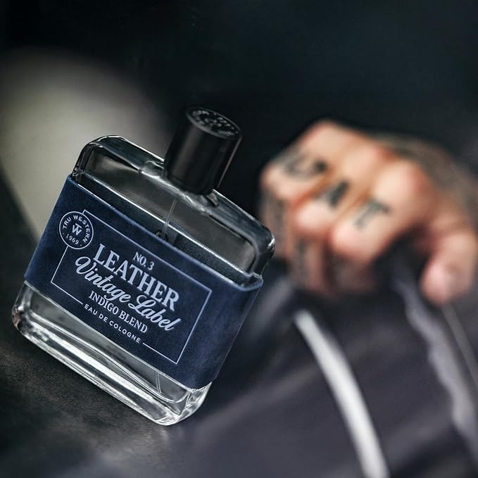Tru Western Leather No. 3 Men’s Cologne Spray, Private Reserve, Small Batch, Indigo Blend, Velvety Citrus, Blue Vetiver & Sueded Sandalwood Notes, 3.4 fl oz (100 ml)